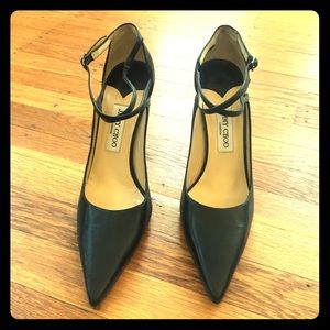 Jimmy Choo pointed black leather heals. Size 41.